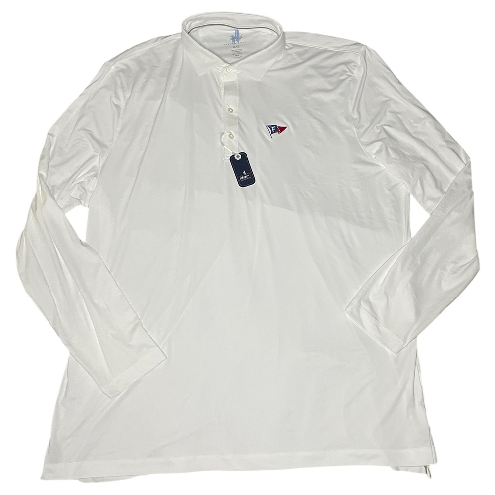 NWT johnnie-O White Featherweight Long Sleeve Polo Falmouth Yacht Club-Men’s XXL